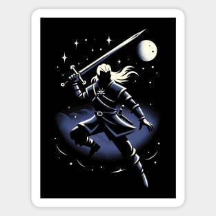 Monster Slayer Silhouette by Moonlight - Dark Fantasy Magnet